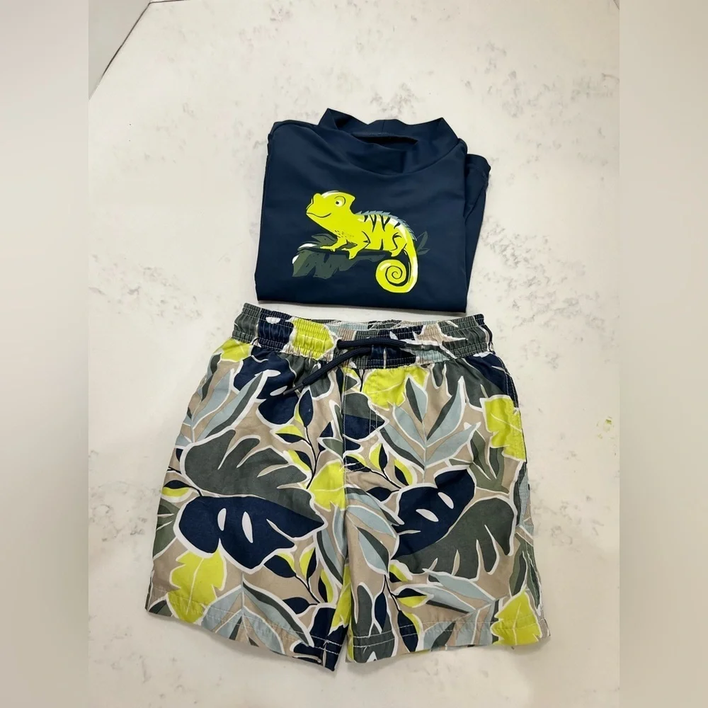 Kids Swim Set with Lizard Design - Blue and Yellow